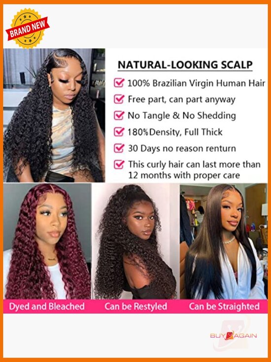 Deep Wave 13x4 HD Lace Front Wig Human Hair 180% Density Glueless